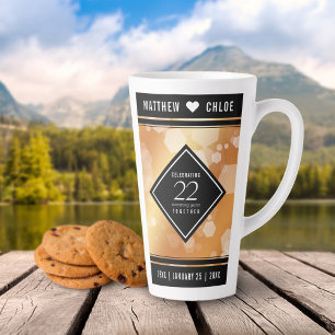 Tasse Latte Élégant 22e anniversaire de Mariage de cuivre