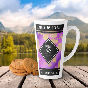 Tasse Latte Élégant 48e Anniversaire de Mariage Améthyste