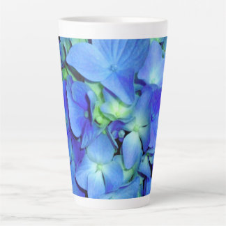 Tasse Latte Elégant bleu floral bleu rose hydrangée bleue