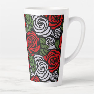 Tasse Latte Élégant Classique Floral Tendance Chic Élégant Ros