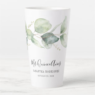 Tasse Latte Elégant Eucalyptus Quinceanera 15ème anniversaire 