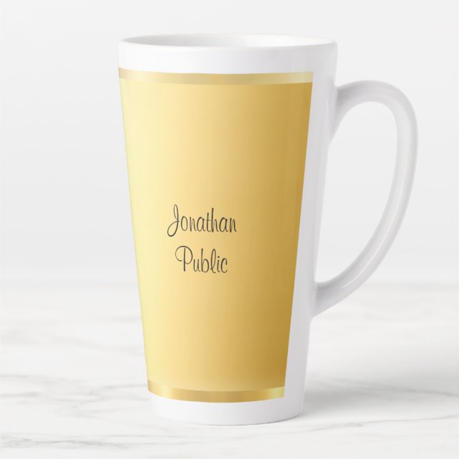 Tasse Latte Élégant Faux Gold Moderne Script manuscrit (Droite)