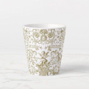 Tasse Latte Élégant floral baroque or beige 