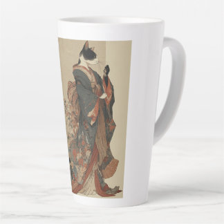 Tasse Latte "Elegant Grace" Japanese Cat in Kimono Art