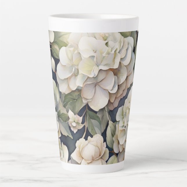 Tasse Latte Elégant ivoire rose marine couleur aquarelle fleur (Devant)
