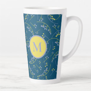 Tasse Latte Élégant monogramme lilas jaune motif