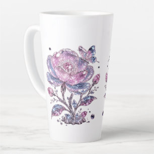 Tasse Latte Élégant motif botanique rose poudré