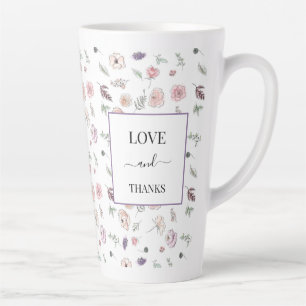 Tasse Latte Élégant plat moderne Botanique vert rose Merci