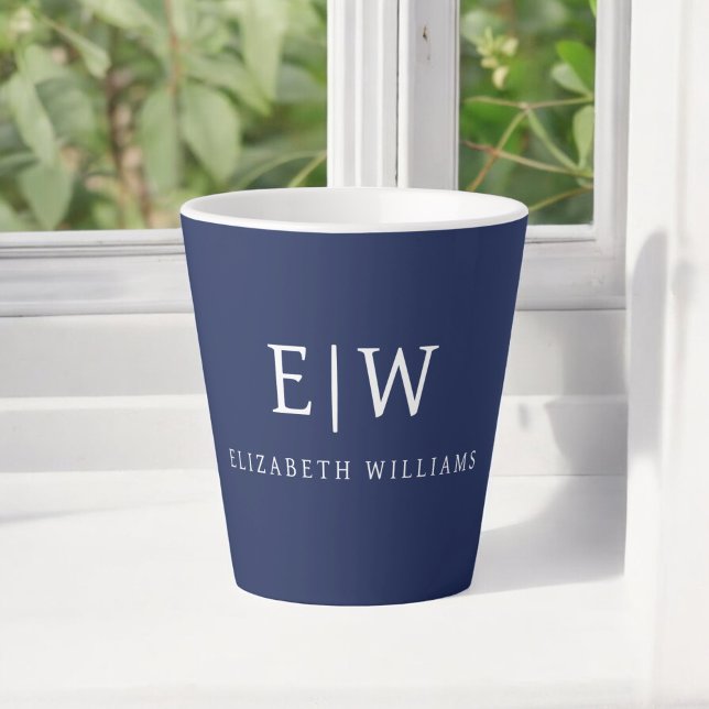 Tasse Latte Élégant professionnel simple Monogramme minimalist (Créateur téléchargé)