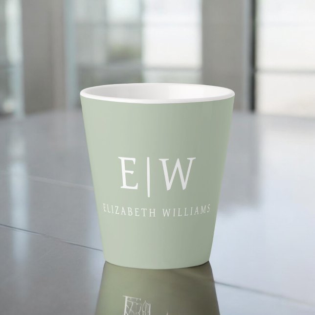 Tasse Latte Élégant professionnel simple Monogramme minimalist (Créateur téléchargé)