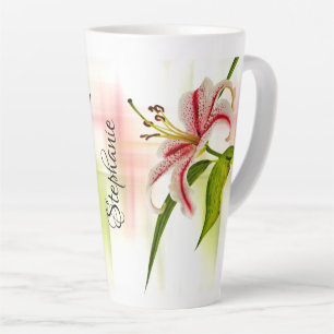 Tasse Latte Elégant rose Stargazer Lily Floral Photographie