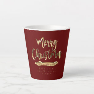 Tasse Latte Élégant Script Joyeux Noël et Bonne Année
