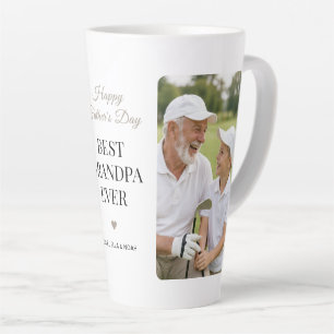 Tasse Latte Élégant Script Noir Meilleur Grand-Père Photo Mini