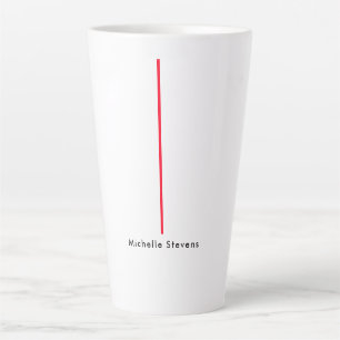 Tasse Latte Élégant Simple Noir & Blanc Rouge Minimaliste