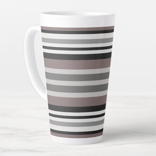 Tasse Latte Elégant Tons Terre Brown Savannah Stripes Motif (Angle gauche)