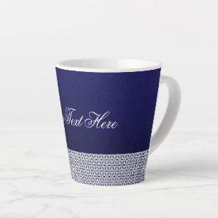Tasse Latte Elégant vectoriel ornemental bleu main blanche
