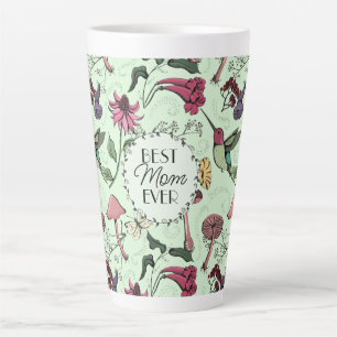 Tasse Latte Elégant Vert Meilleure Maman Jamais Hummingbird &