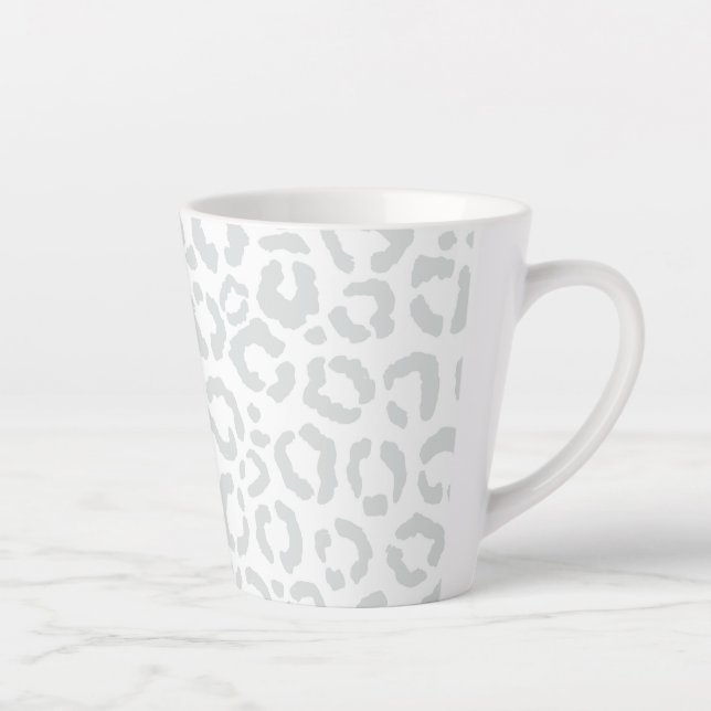 Tasse Latte Elegant White Gray Leopard Cheetah Animal Print (Droite)