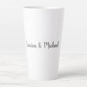 Tasse Latte Élégante calligraphie minimaliste mariage noir bla