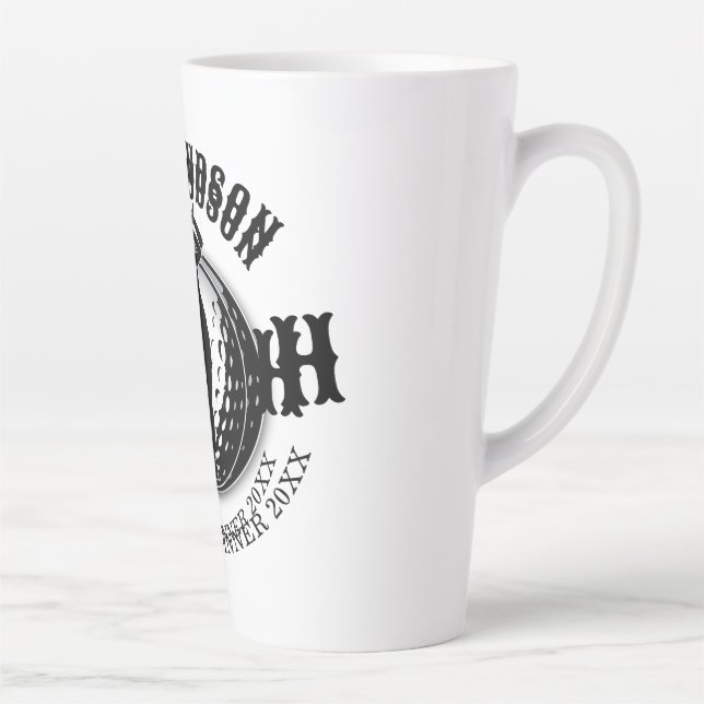 Tasse Latte Elégante femme Golf Monogramme Design (Droite)
