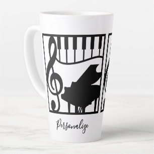 Tasse Latte Élégante Musique Piano Clavier Clé Note Élégant