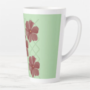 Tasse Latte Élégante patte en treillis de couleur bordeaux flo