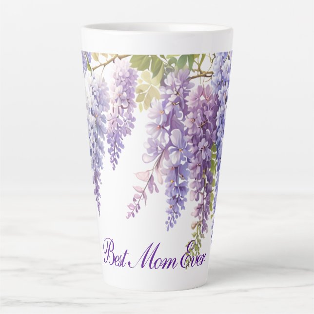 Tasse Latte Elégante teinte violet de l'aquarelle glyteria flo (Devant)