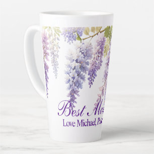 Tasse Latte Elégante teinte violette glycine florale Best Mom