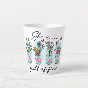 Tasse Latte Elle est pleine de feu - Autonomisation florale dy