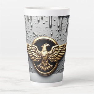 Tasse Latte Emblème d'aigle doré aux ailes déployées
