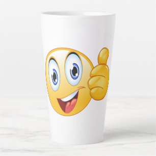 Tasse Latte Émoji Pouce en l'Air Bien Fait Visage Sourire Heur