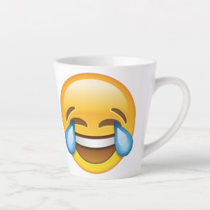 Tasse Latte émoticône de larmes de joie en pleurant en riant