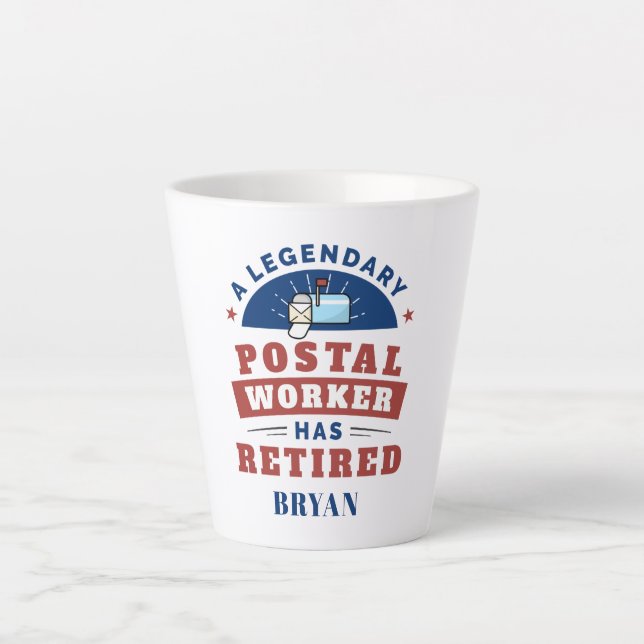 Tasse Latte Employé de poste retraité Mailman Gardien de retra (Devant)