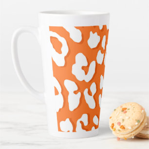 Tasse Latte Empreinte de léopard blanc Orange