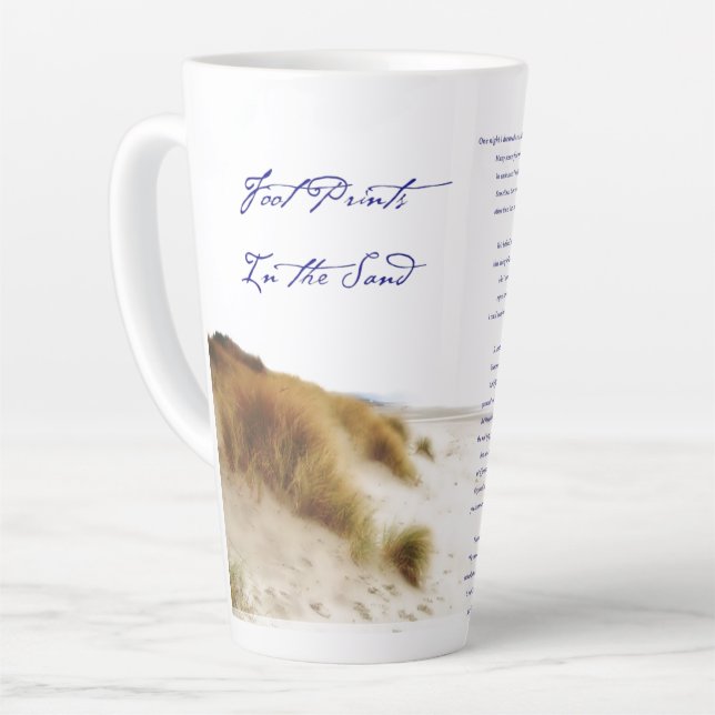 Tasse Latte empreintes dans le sable (Angle gauche)