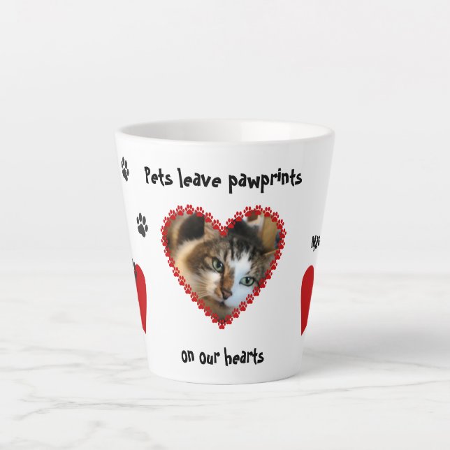 Tasse Latte Empreintes photo pour animaux de compagnie dans no (Devant)