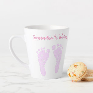 Tasse Latte Empreintes rose bébé Grand-mère Faire-part