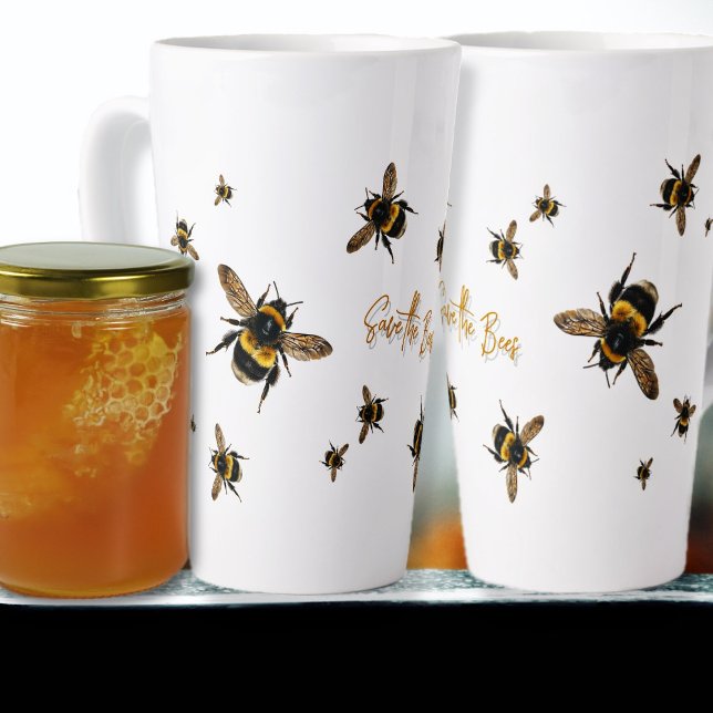 Tasse Latte Enregistrer les abeilles grandes personnalisées (Créateur téléchargé)