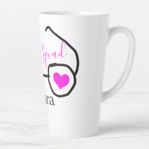 Tasse Latte Équipe de mariée lunettes de cœur rose noir demois