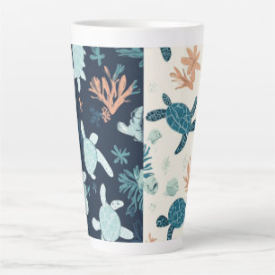 Tasse Latte "Escapade sous-marine - Art de la tortue de mer