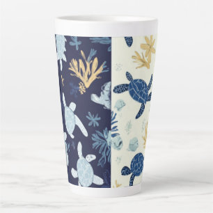 Tasse Latte "Escapade sous-marine - Art de la tortue de mer