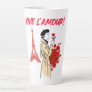 Tasse Latte Esthétique Fille de Paris – Conception Romantique 