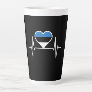 Tasse Latte Estonie Battement de coeur Drapeau de l'Estonie