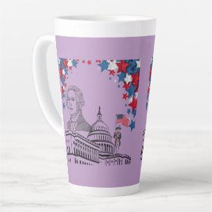 Tasse Latte Étincelles dorées de juillet lumière violette
