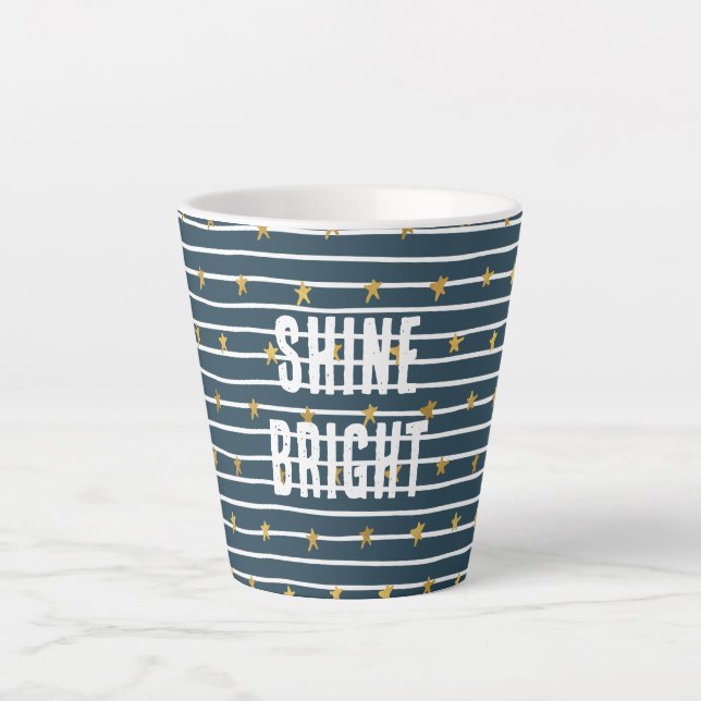 Tasse Latte Etoiles Bleues Bleues Or (Devant)