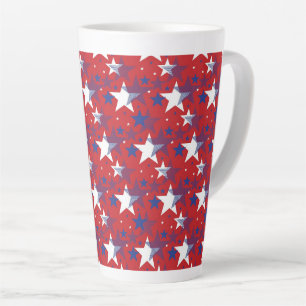 Tasse Latte Étoiles Bleues Et Blancs