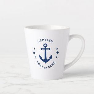 Tasse Latte Étoiles de Ancre nautique Nom du bateau du capita