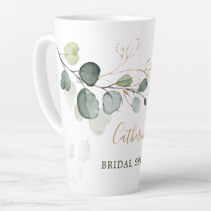 Tasse Latte Eucalyptus Feuille Gold Floral Fête des mariées