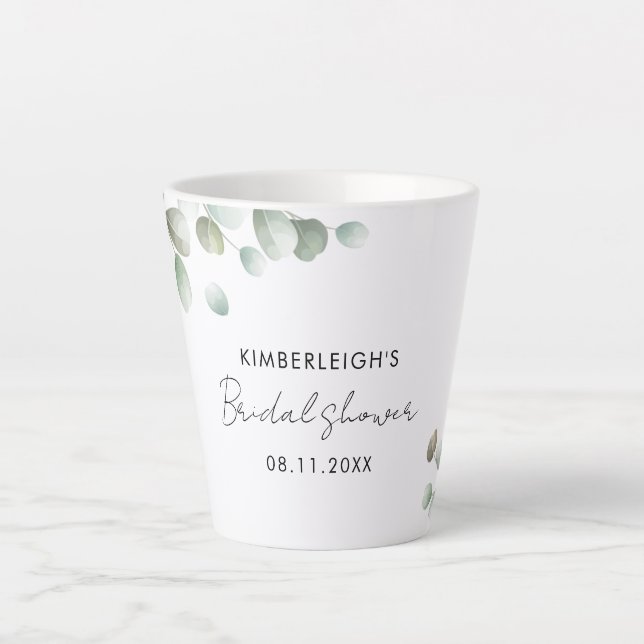 Tasse Latte Eucalyptus Script Fête de Mariage Personnalisé (Devant)