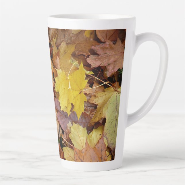 Tasse Latte Fallen Maple Feuille Jaune Automne Nature (Droite)